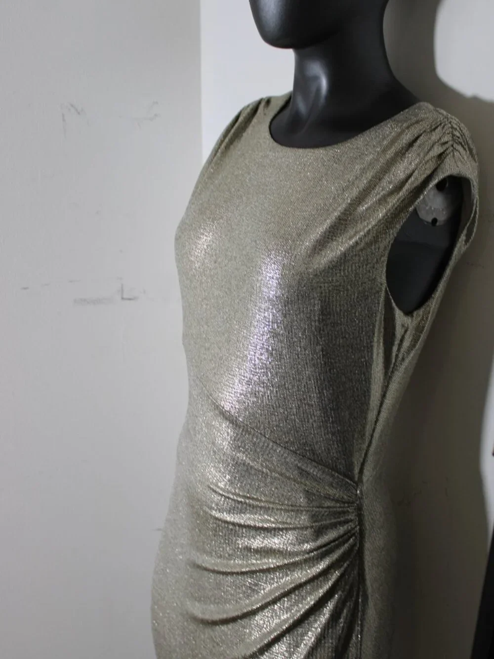 Lauren Ralph Lauren Gold Metallic Ruched Evening Gown Dress - Size 6